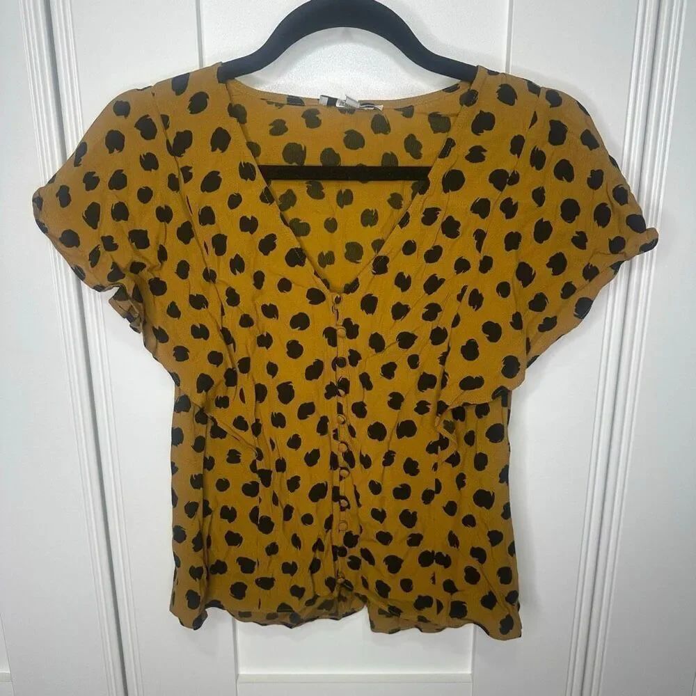 Madewell Size 2 Cheetah Print Flutter Sleeve Top (F1)